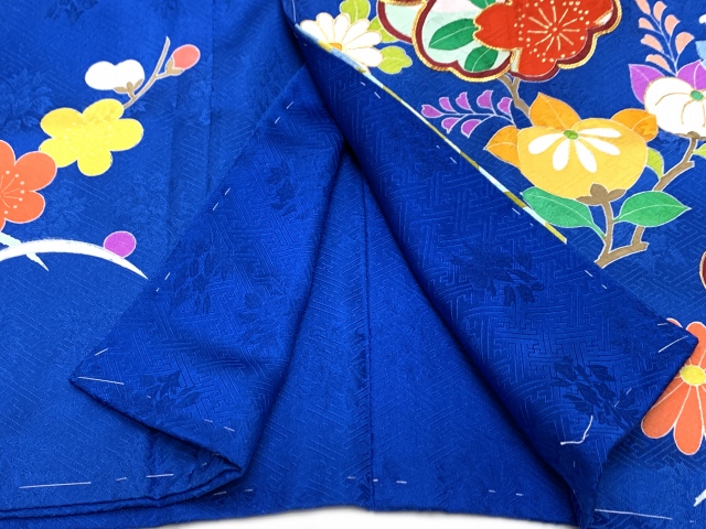 七五三 7歳 着物 女の子用 正絹 手描 盛金加工 金駒刺繍 古典柄 絵羽