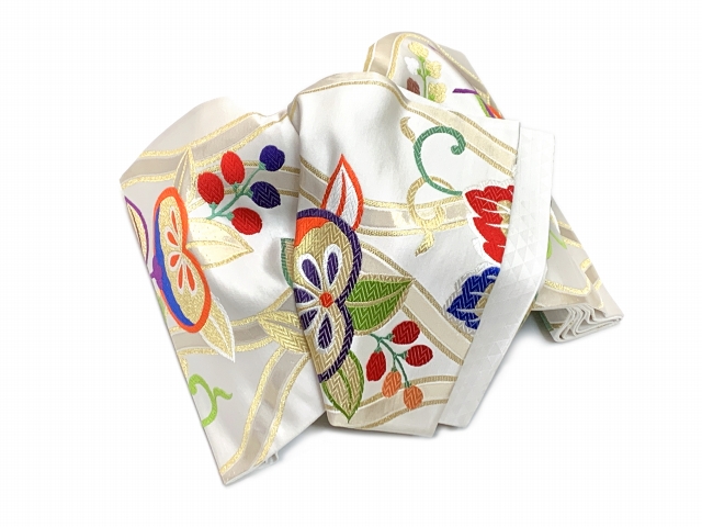 西陣織 袋帯 正絹 こども・ジュニア用 日本製 全通の女の子用祝帯