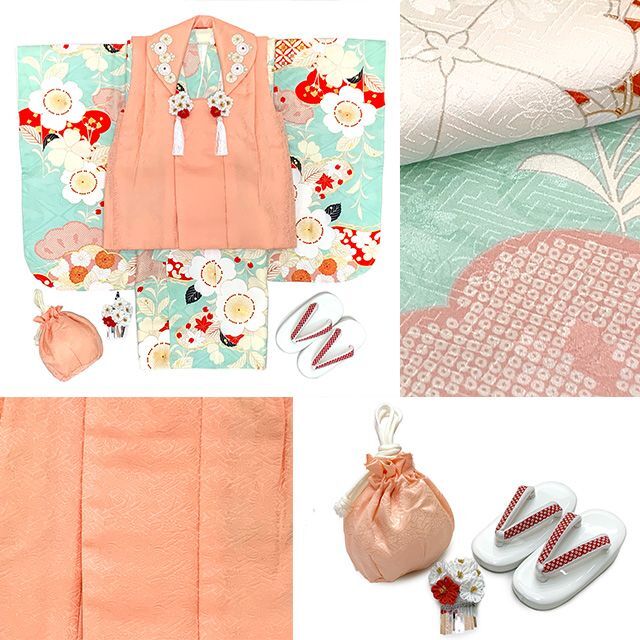 七五三 3歳 着物セット “紅一点” ブランド 正絹 被布コートセット