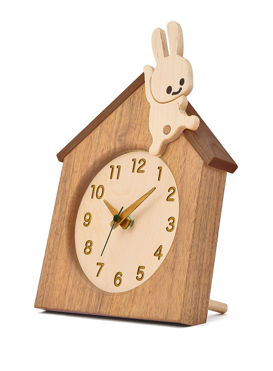 木の置き時計｜ウサギがいる｜CUNE ONLINE STORE