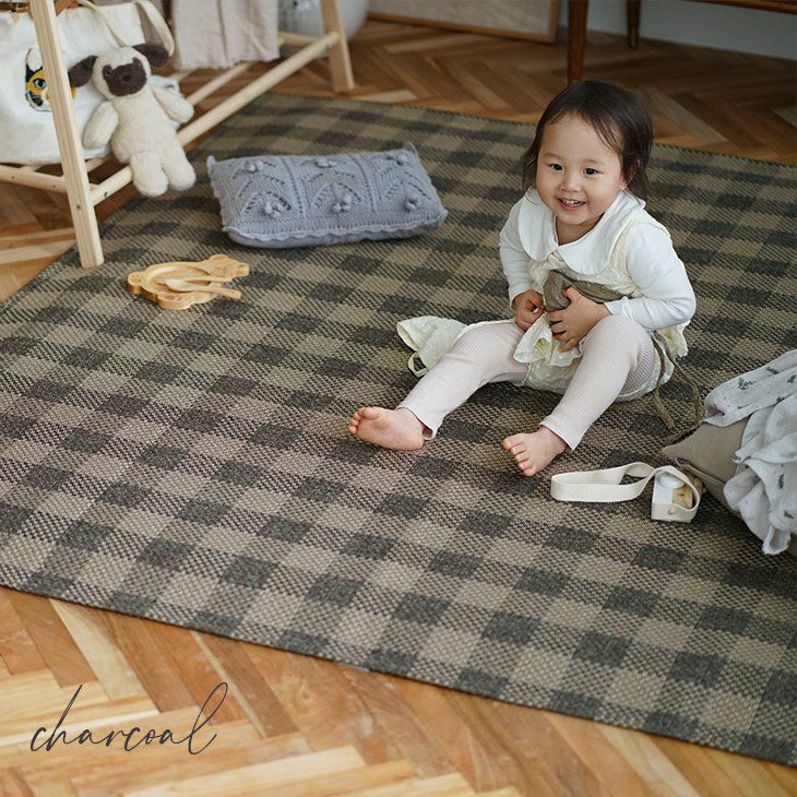 洗える 軽量ラグ ブロックチェック (130×185cm) | cucan ネットショップ