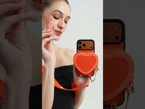 iPhone 13 Pro用レザーバイカラーハートケース – シックで完璧にマッチ