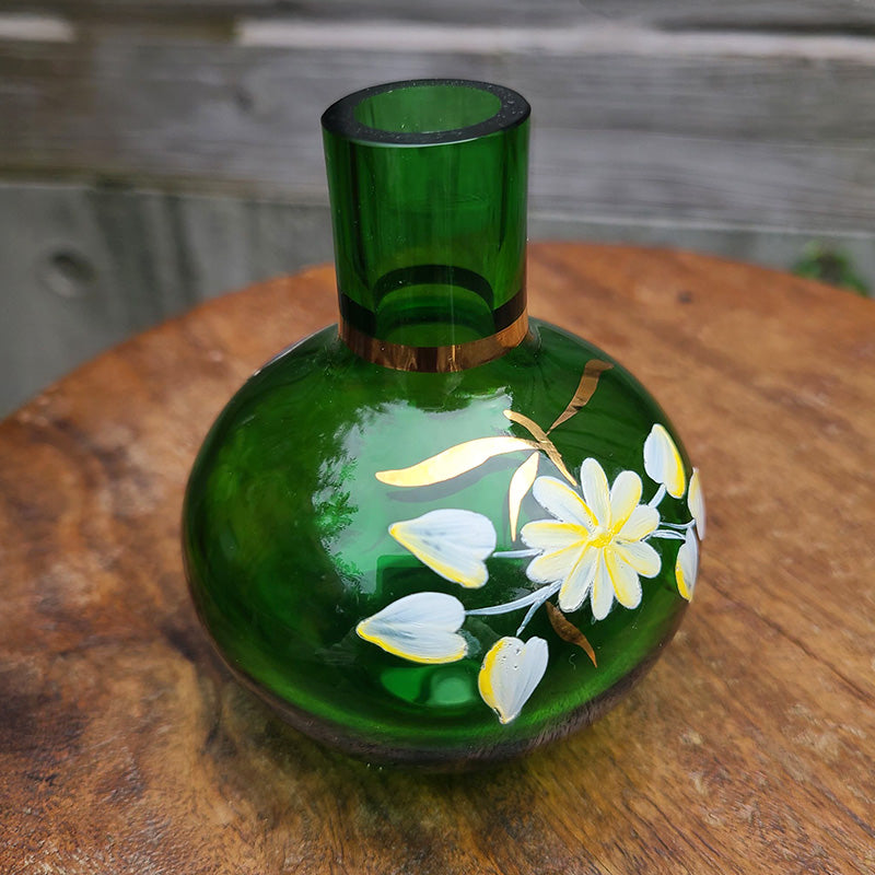 ボヘミアングラス緑花瓶 グリーン チェコ | アンティーク