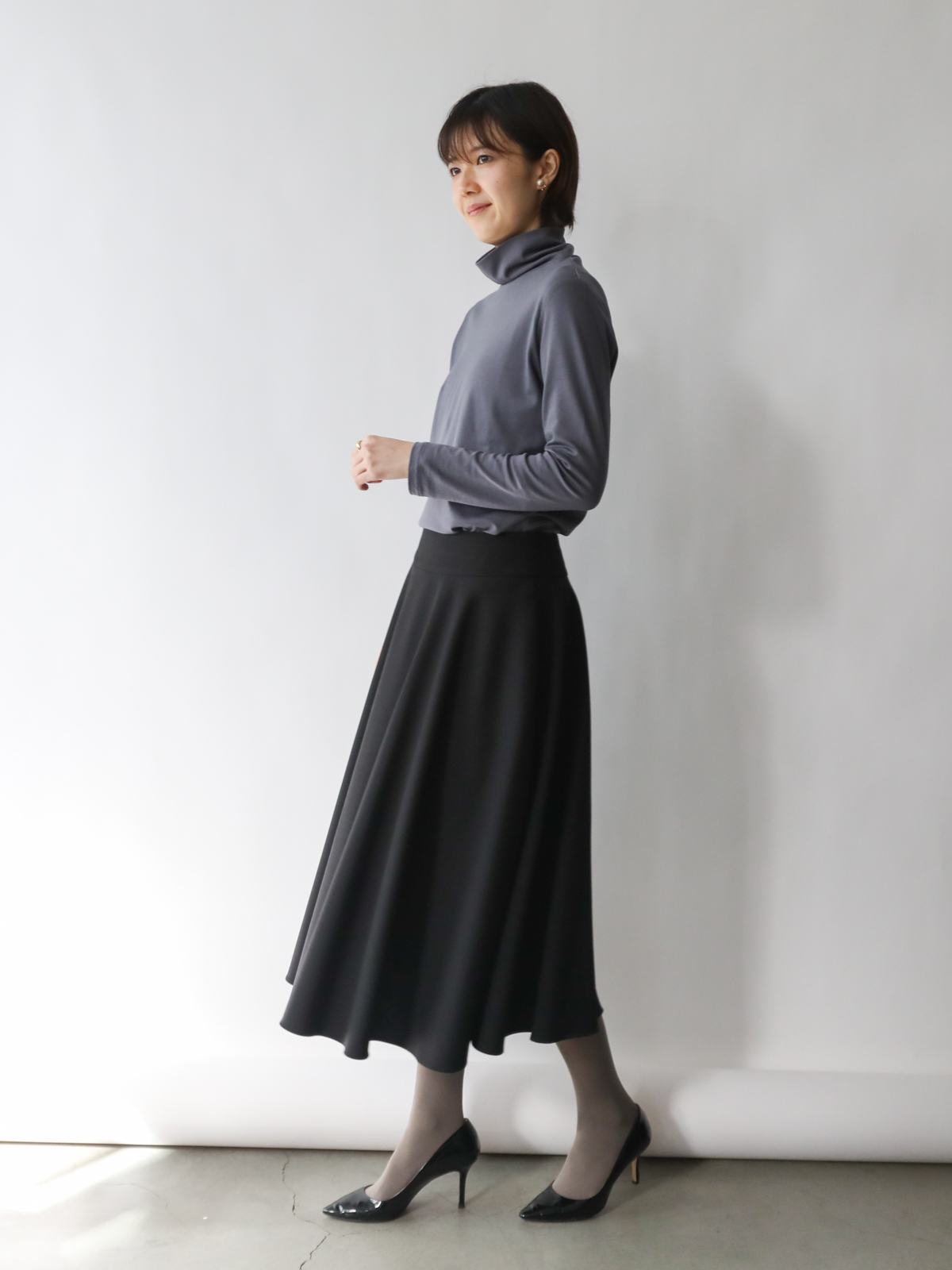 ドラマティック・フレアスカート/ウォッシャブル/ブラック | Factelier