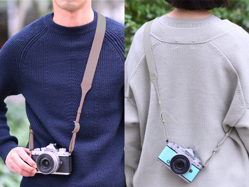 ニコンダイレクト、イタリアンカーフレザーのスリムストラップ。3色