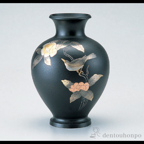 送料無料】 銅製花瓶 福寿 木瓜に鳥 10号 / 花瓶 フラワーベース 花器