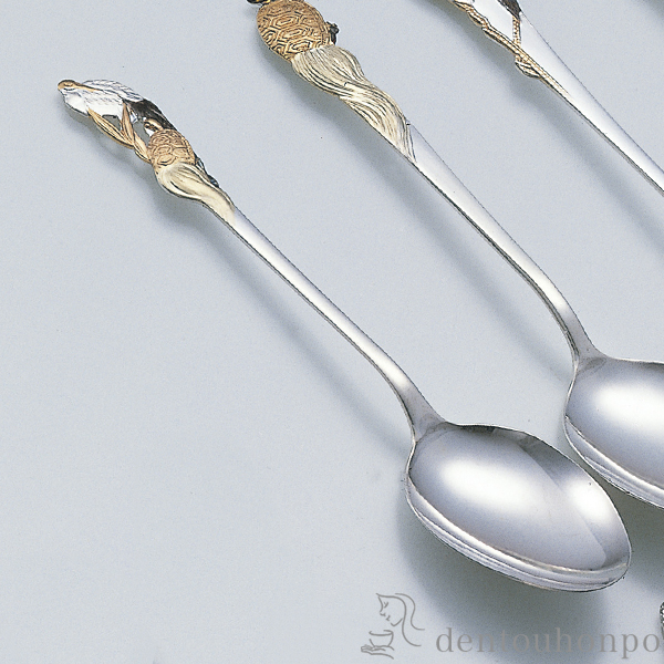 送料無料】 銀製 コーヒースプーン 鶴亀 / セット ティー コーヒー