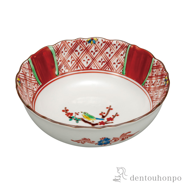 送料無料】 鉢 赤絵花鳥 6号 / 和食 セット おつまみ 朝食 煮物 九谷焼