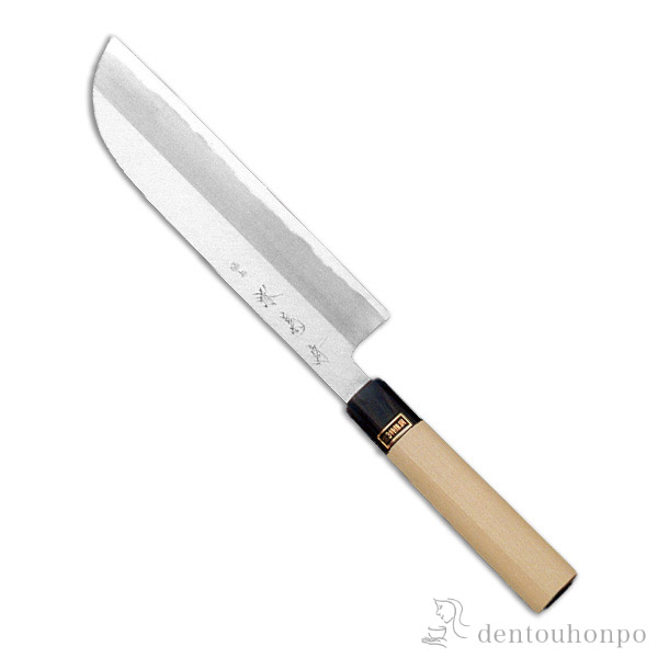 送料無料】 和包丁 堺菊守 銀3（水牛柄） 鎌型薄刃 240mm 1本 名入れ