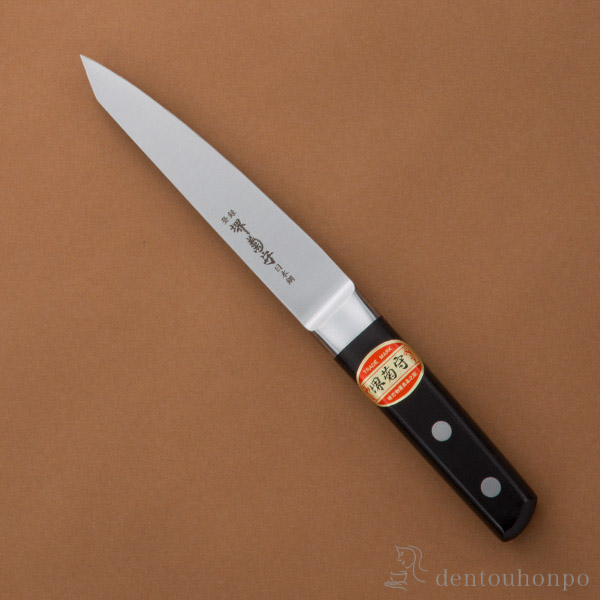 送料無料】 洋包丁 堺菊守 日本鋼（口金付） 骨スキ・丸型 1本 名入れ