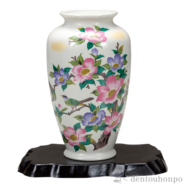 花瓶 花鳥 8号 台付 / ガラス フラワーベース 花器 一輪挿し おすすめ