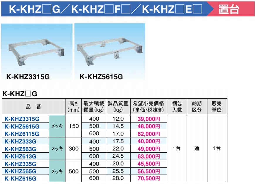 K-KHZ333G オーケー器材 エアコン設置用部材 VRVキーパー 置台 高さ