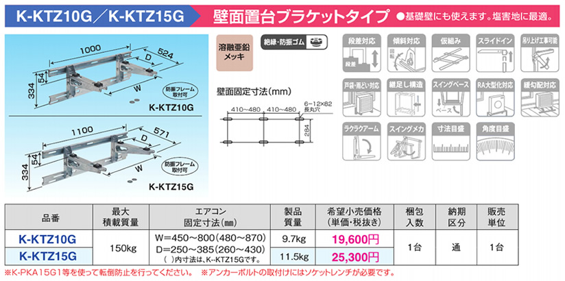 K-KTZ10G オーケー器材 エアコン設置用部材 パッケージエアコン用