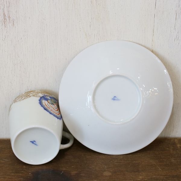 深川製磁 オールド深川 デミタスカップ＆ソーサー 龍・鳳凰柄