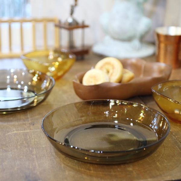 フランス VERECO ベレコ 19cmスープボウル ガラス深皿 ブラウン 未