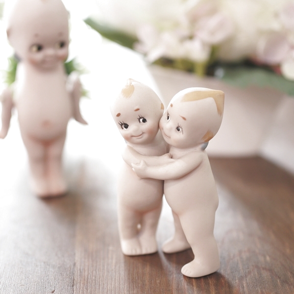 ビスクドール 陶器製キューピー人形 ツインズ アンティーク品（タ3582
