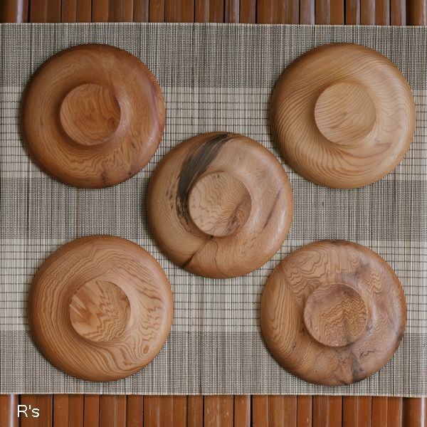 木製茶托 5枚組 杉 屋久杉？ 未使用品（サ1723） - リユースショップ R's