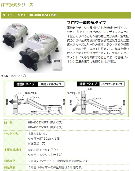 床下換気シリーズ タービン・ブロワー セイホープロダクツ - DENSYO SHOP
