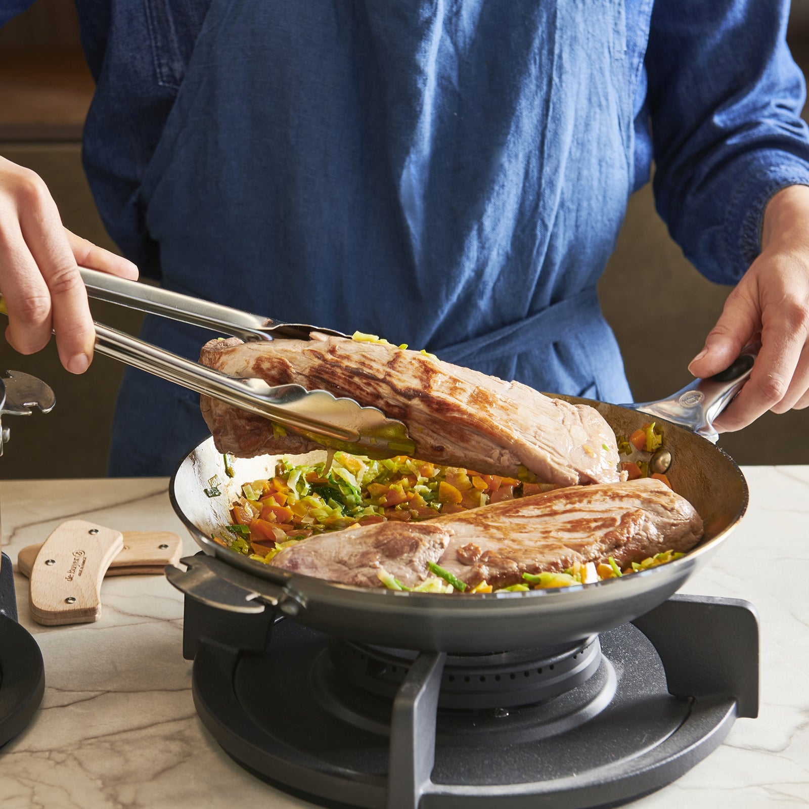 デバイヤー公式 ロッキー 鉄フライパン ミネラルビー（ハンドルが