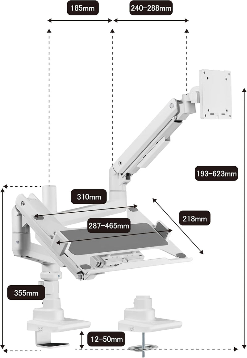 Alterzone モニターアーム 49インチ対応 ポール固定式 ガススプリング