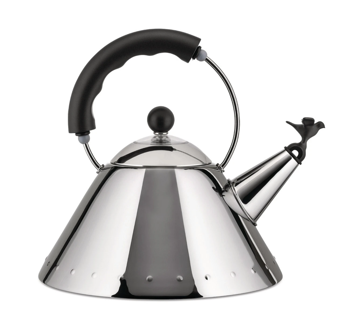 Alessi Michael Graves 9093 Whistling Bird Kettle - Black/Light Blue/Br