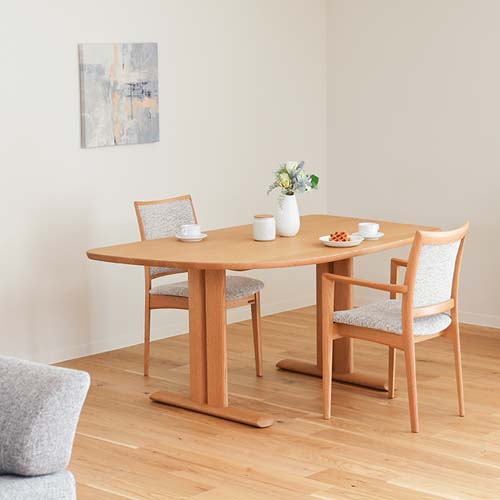 飛騨家具 shirakawa シラカワ ネオテーブル 変形ロケット形 2本脚 国産