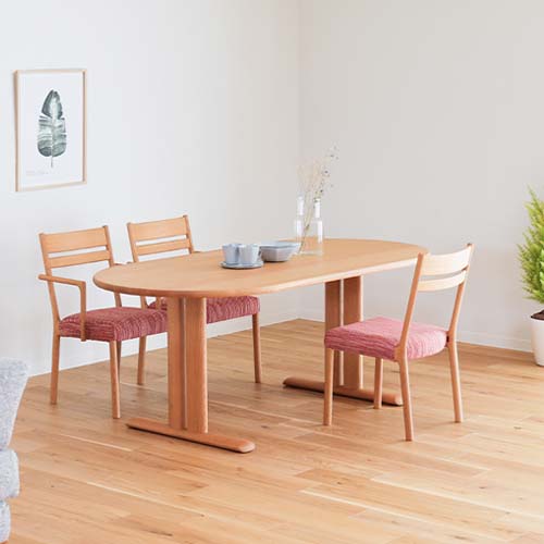 飛騨家具 shirakawa シラカワ ネオテーブル 楕円形 2本脚 国産家具