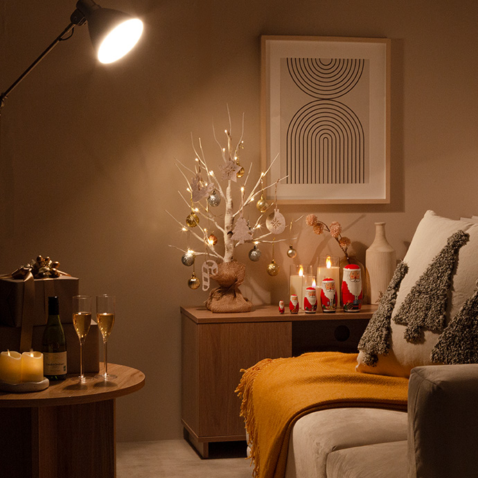 g156018]【オーナメントセット】Schnee 高さ120cm 白樺風ツリー+