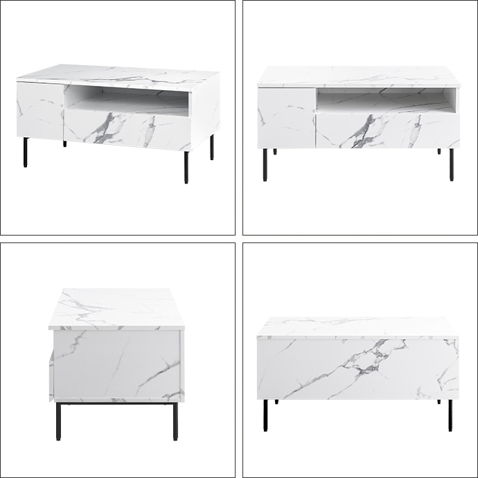 g159063]【幅80cm】大理石柄引き出し付きセンターテーブル 木製