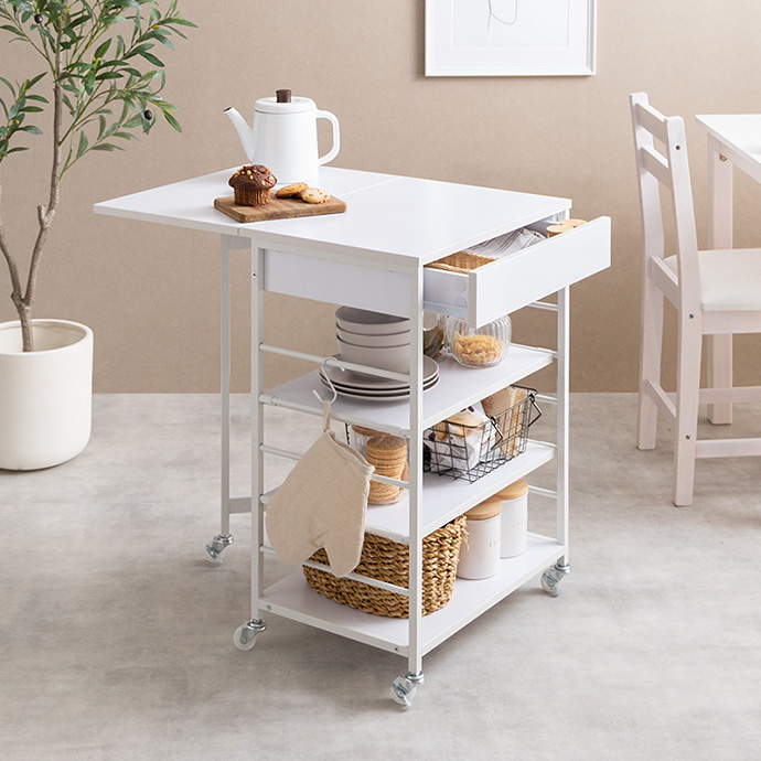 g159033]【幅36〜69cm】Cammy 伸縮式キッチンワゴン 収納雑貨 | 家具