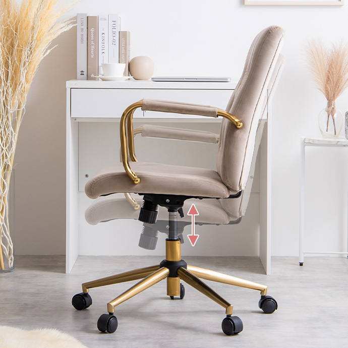 g167001]Esme アーム付ベロアデスクチェア オフィスチェア | 家具