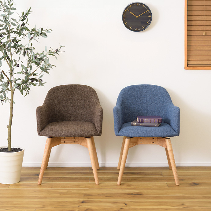 CRS回転式ダイニングチェア1脚ブラウン