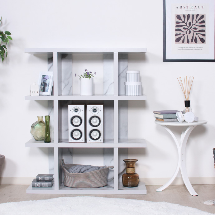 g11607]【幅90cm】Fuga オープンシェルフ4段 大理石柄 シェルフ | 家具