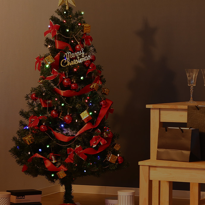 g11651]【高さ150cm】Rovaniemi オーナメント付きクリスマスツリー