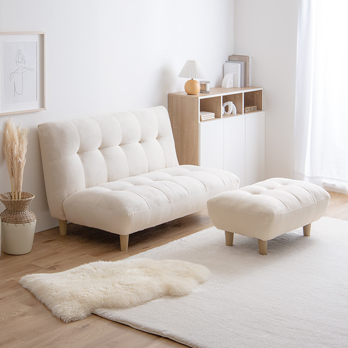 g118044]【2点セット】Moln 2人掛けソファ+オットマン 2人掛けソファー