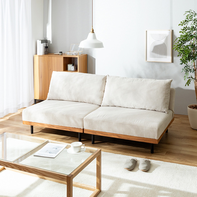 g118046]【2点セット】Ridley リクライニングコーデュロイソファ