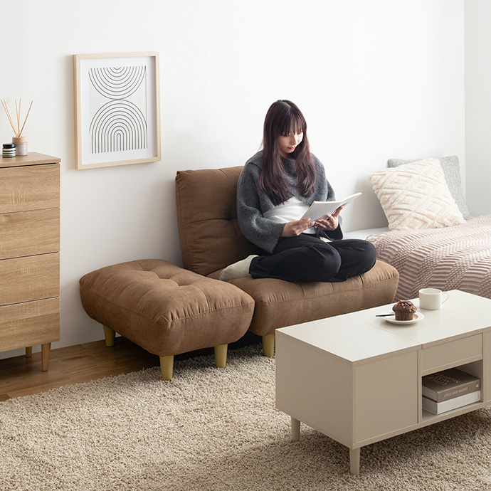 g118024]【2点セット】1人掛けソファ+オットマン 1人掛けソファー