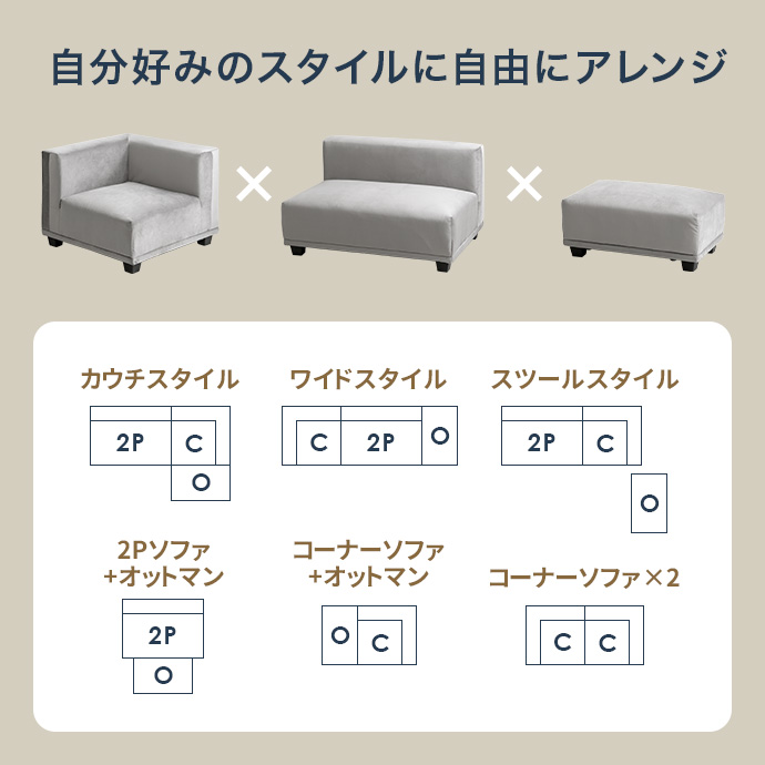 g118031]【2点セット】Celina 2人掛けソファ+オットマン 2人掛け