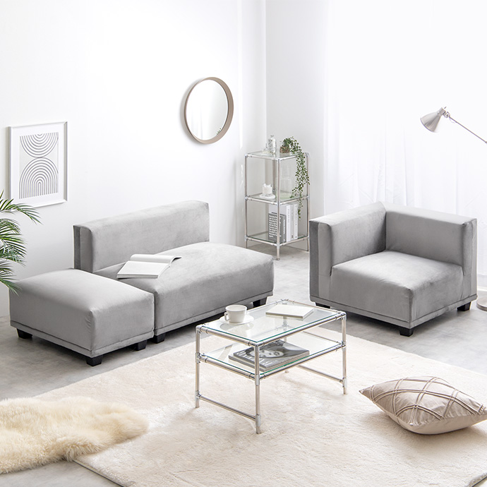 g118031]【2点セット】Celina 2人掛けソファ+オットマン 2人掛け