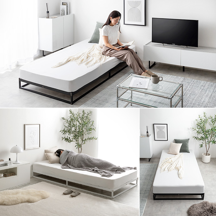 g125010]【セミダブル】Knok パイプすのこベッド(マットレス付き