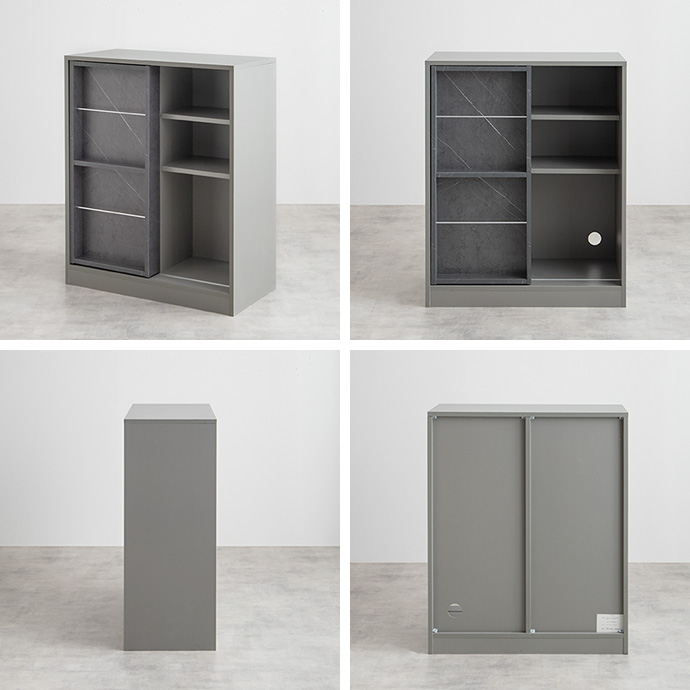 g134048]【幅71cm】Mysa スライド収納付本棚ラック キャビネット