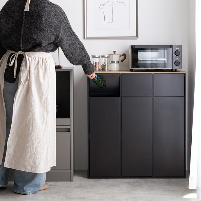 g134080]【幅74.5cm】Toy 3連式ゴミ箱 ゴミ箱 | 家具・インテリア通販