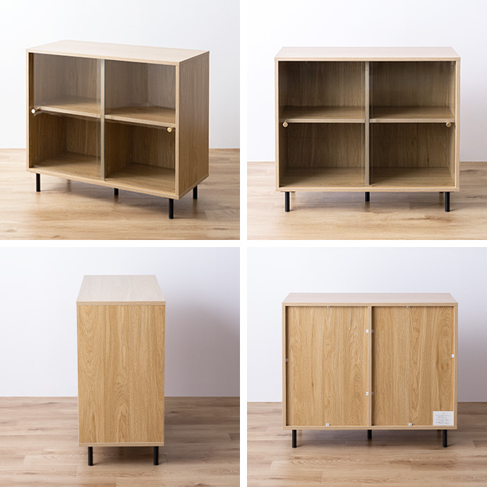 g134086]【幅80cm】Laura ガラス引き戸キャビネット キャビネット