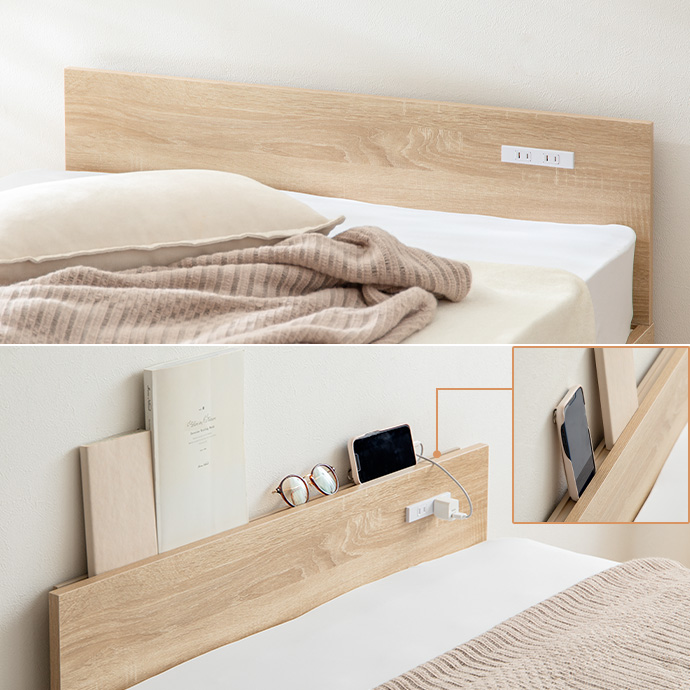 g134023]【シングル】Ruhe コンセント付きすのこベッド すのこベッド