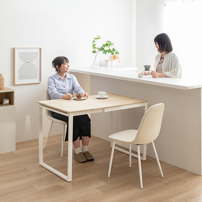 g350026]【3点セット】Orca 伸縮式ダイニングテーブル+チェア2脚