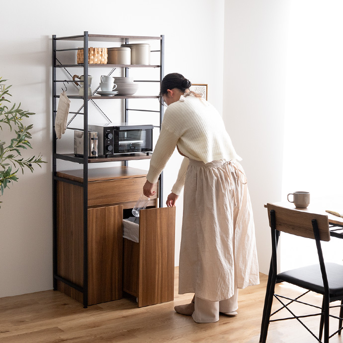 g350039]【幅60cm】Basurero ゴミ箱付きキッチンラック レンジ台