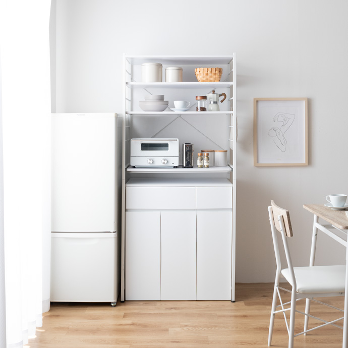 g350039]【幅60cm】Basurero ゴミ箱付きキッチンラック レンジ台