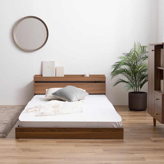 g99040]【セミダブル】Coroa フロアベッド(マットレス付き) ローベッド