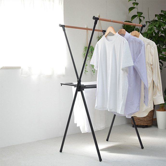 g108190]【幅77.5cm】Katowice クロス洗濯物干しハンガーラック コート