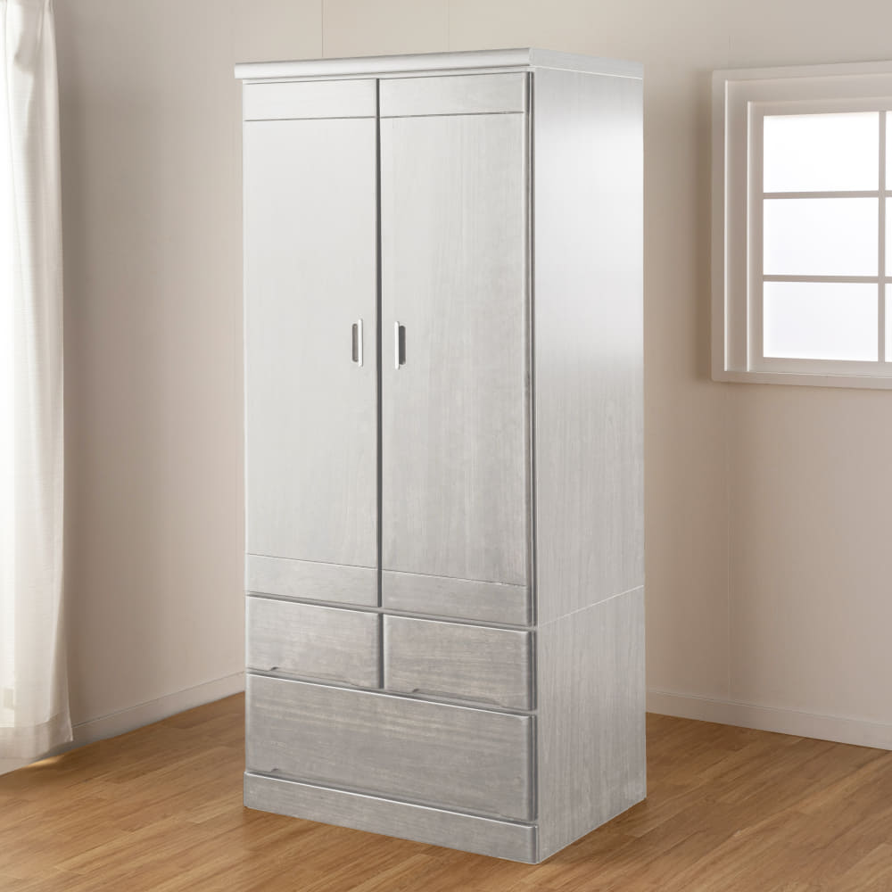 洋服タンス【引出付】 マースト80 ホワイト(5Y)ﾎﾜｲﾄ): 収納・チェスト